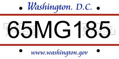 65MG185 District Of Columbia License Plate