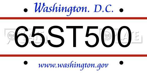 65ST500 District Of Columbia License Plate