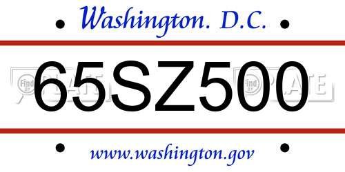 65SZ500 District Of Columbia License Plate