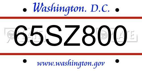 65SZ800 District Of Columbia License Plate