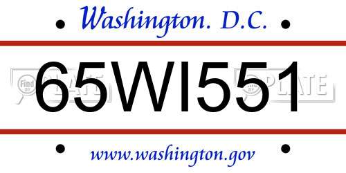 65WI551 District Of Columbia License Plate
