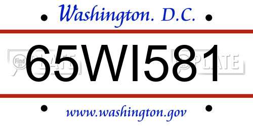 65WI581 District Of Columbia License Plate