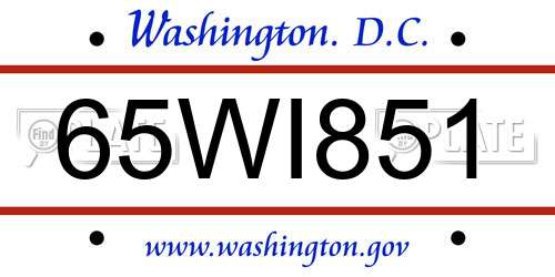 65WI851 District Of Columbia License Plate