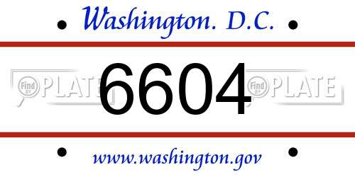 6604 District Of Columbia License Plate