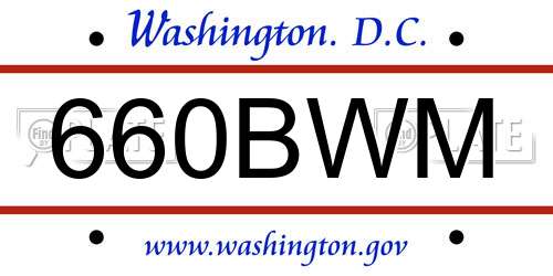 660BWM District Of Columbia License Plate