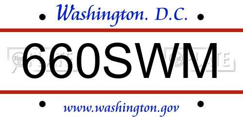 660SWM District Of Columbia License Plate