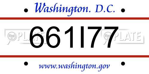 661I77 District Of Columbia License Plate