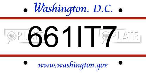 661IT7 District Of Columbia License Plate