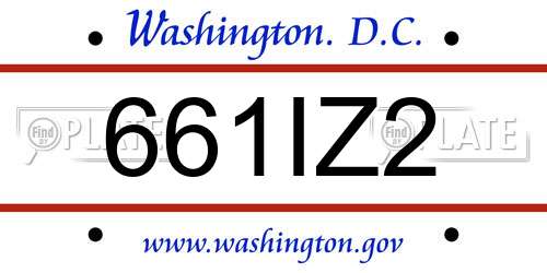 661IZ2 District Of Columbia License Plate