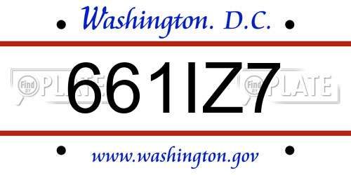 661IZ7 District Of Columbia License Plate
