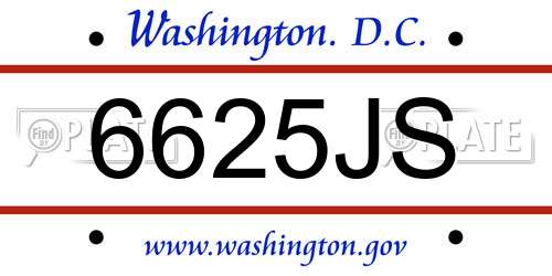 6625JS District Of Columbia License Plate