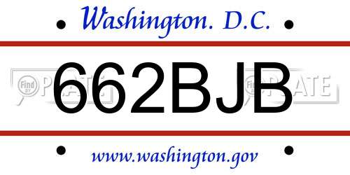 662BJB District Of Columbia License Plate