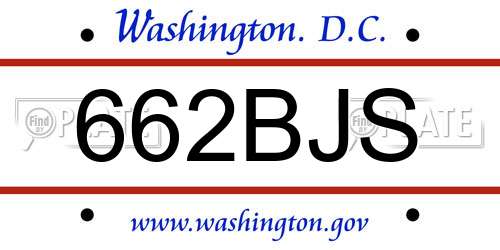662BJS District Of Columbia License Plate