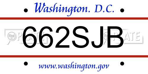 662SJB District Of Columbia License Plate