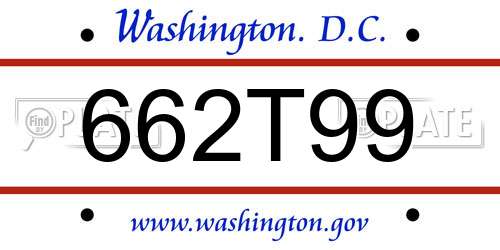 662T99 District Of Columbia License Plate