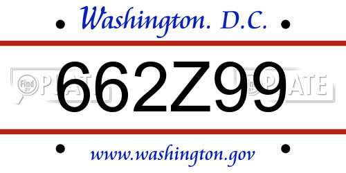 662Z99 District Of Columbia License Plate
