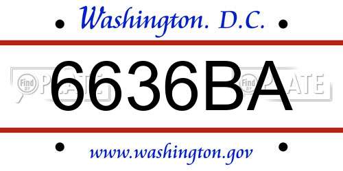 6636BA District Of Columbia License Plate