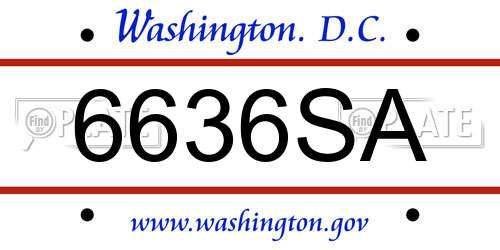6636SA District Of Columbia License Plate