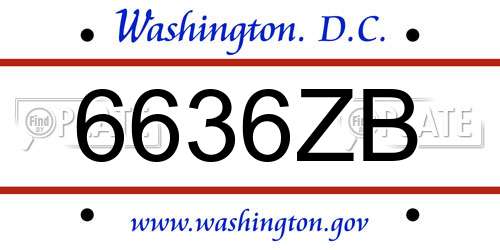 6636ZB District Of Columbia License Plate