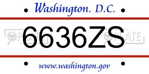 6636ZS District Of Columbia License Plate