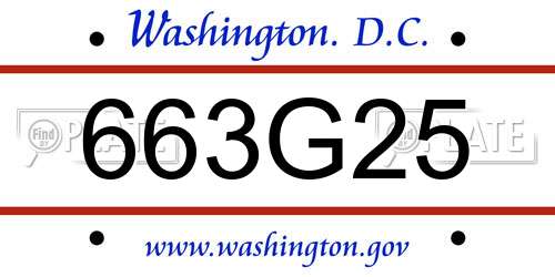 663G25 District Of Columbia License Plate