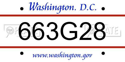 663G28 District Of Columbia License Plate
