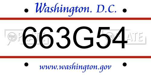 663G54 District Of Columbia License Plate