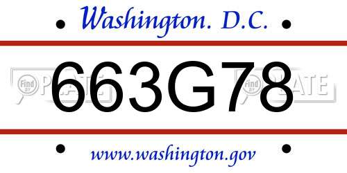 663G78 District Of Columbia License Plate