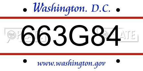 663G84 District Of Columbia License Plate