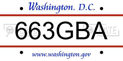 663GBA District Of Columbia License Plate