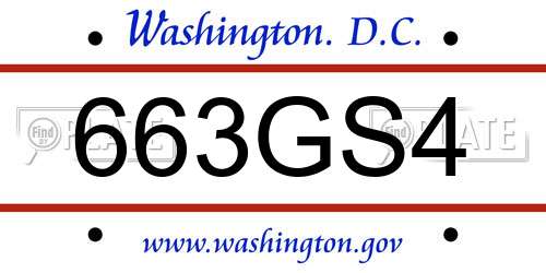 663GS4 District Of Columbia License Plate