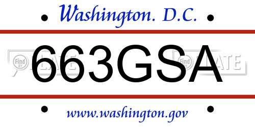 663GSA District Of Columbia License Plate