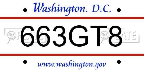 663GT8 District Of Columbia License Plate