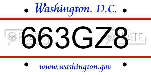 663GZ8 District Of Columbia License Plate