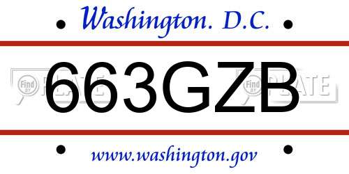 663GZB District Of Columbia License Plate
