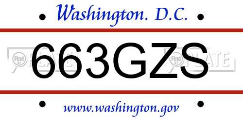 663GZS District Of Columbia License Plate