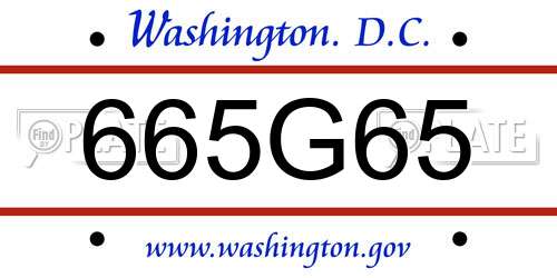 665G65 District Of Columbia License Plate