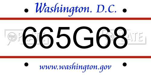 665G68 District Of Columbia License Plate