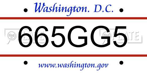 665GG5 District Of Columbia License Plate