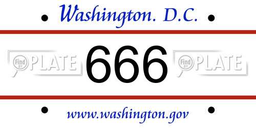 666 District Of Columbia License Plate