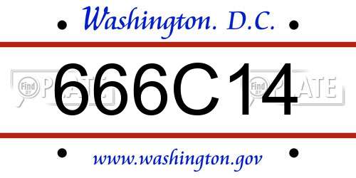 666C14 District Of Columbia License Plate
