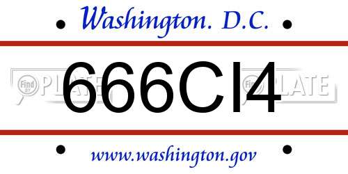 666CI4 District Of Columbia License Plate