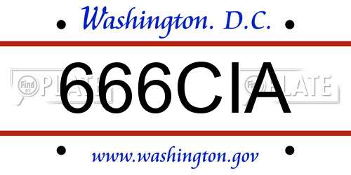 666CIA District Of Columbia License Plate