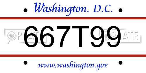 667T99 District Of Columbia License Plate