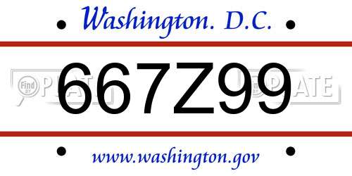 667Z99 District Of Columbia License Plate