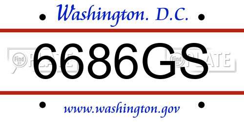 6686GS District Of Columbia License Plate