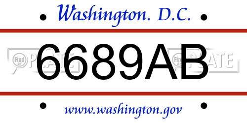 6689AB District Of Columbia License Plate