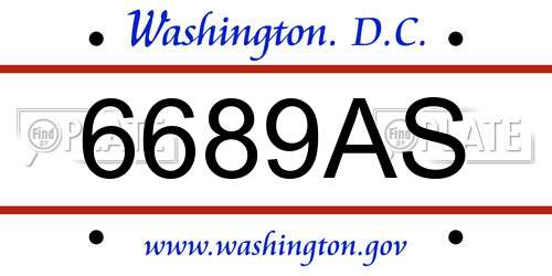 6689AS District Of Columbia License Plate