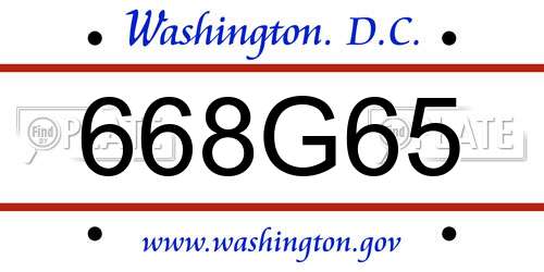 668G65 District Of Columbia License Plate