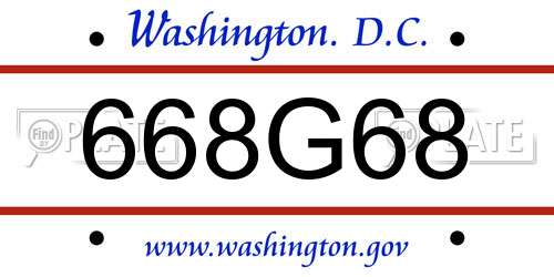 668G68 District Of Columbia License Plate